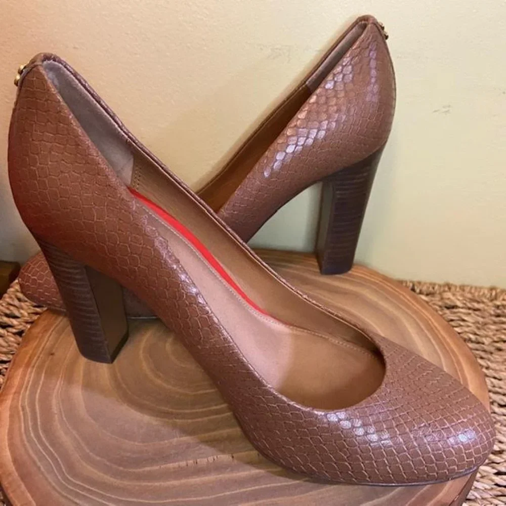 Coach Snake Print Heels in Cognac size 6.5 - Picture 3 of 9